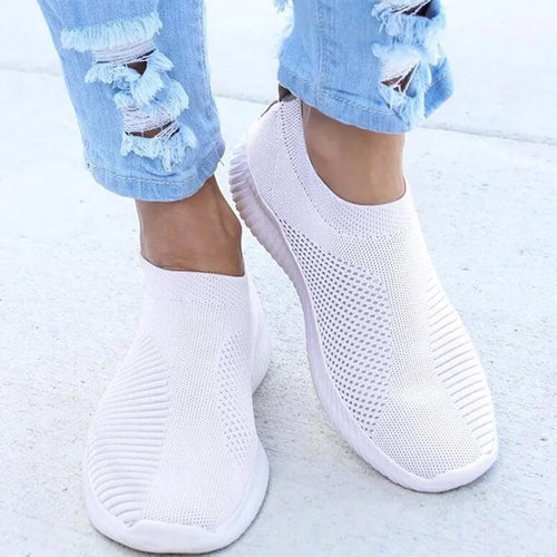 Load image into Gallery viewer, Women Flat Slip on White Shoes Woman Lightweight White Sneakers Summer Autumn Casual Chaussures Femme Basket Flats Shoes
