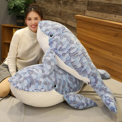 Load image into Gallery viewer, High Quality 110cm Giant Size Whale Plush Toy Blue Sea Animals Stuffed Toy Huggable Shark Soft Animal Pillow Kids Gift
