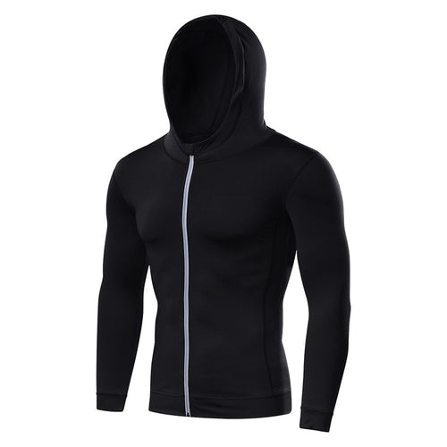 Load image into Gallery viewer, Gym Men Sports Jacket Fitness Long Sleeve Running Elastic Tight Hoodies Zipper Slim Hiking Sweatshirts Male Jogging Hooded Coat
