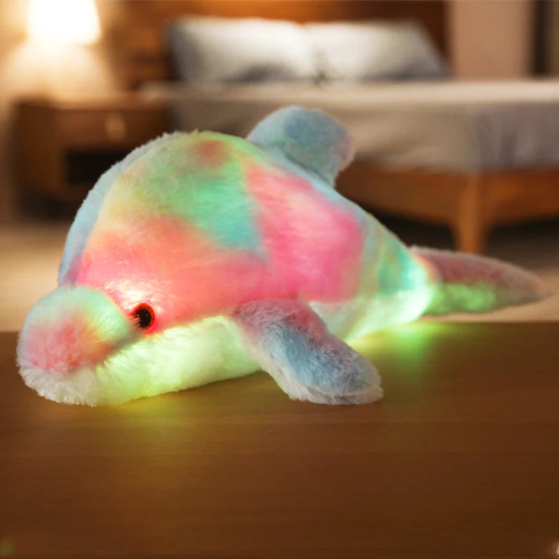 30/45cm Glowing Dolphin Plush Doll Luminous Pillow Cushion Colorful LED Light Animal Stuffed Toys Gift For Children Kids Girls