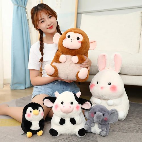 Load image into Gallery viewer, 18/40cm Cartoon  Anime Family Cow&amp;Penguin&amp;Elephant&amp;Pig&amp;Rabbit Plush Toys for Children Stuffed Doll Baby Appease Toys Xmas Gifts
