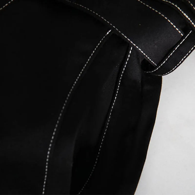 Minimalist Black Split Women's Pants High Waist Wide Leg Patchwork Loose Woman Clothes Spring Fashion Clothing