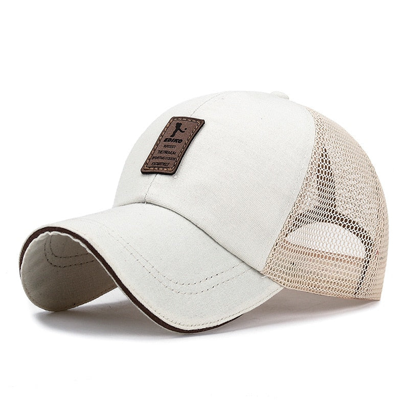 Simple Trucker Hat Solid Baseball Cap Men Mesh Breathable Sunscreen Caps Label Stick Snapback Sunhat Summer Golf Baseball Hat