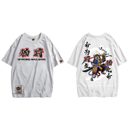 Load image into Gallery viewer, Samurai T-shirt Samurai knife printing short-sleeved tide brand hip-hop personality tee
