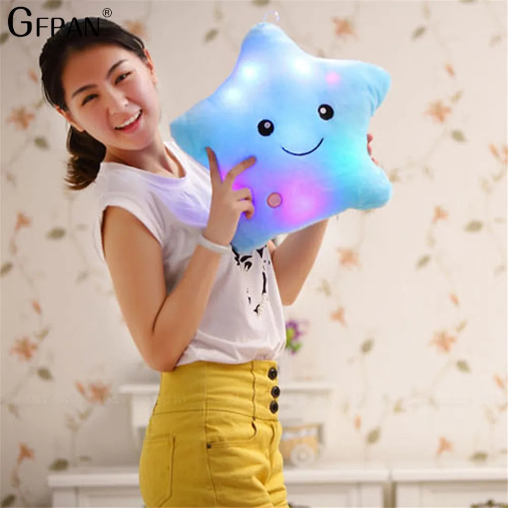 1pc 40*35 Star Pillow Luminous Pillow,Led Light Pillow,Plush Pillow, Hot Colorful Stars,Kids Toys,Birthday Gifts,Christmas Toys