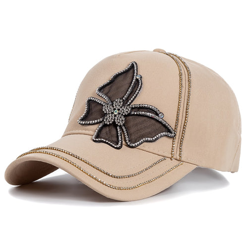 Load image into Gallery viewer, Fashion Women&#39;s Hat Butterfly Diamond Metal Baseball Cap Female Outdoor Streetwear Adjustable Summer Cotton Cap
