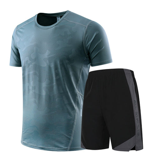 Load image into Gallery viewer, Icy-Cool Running Sets Men Sports Clothes Youth Ice Silk Breathable Fitness Tee Shirts Kits Soccer Set Male Gym T Shirt Shorts
