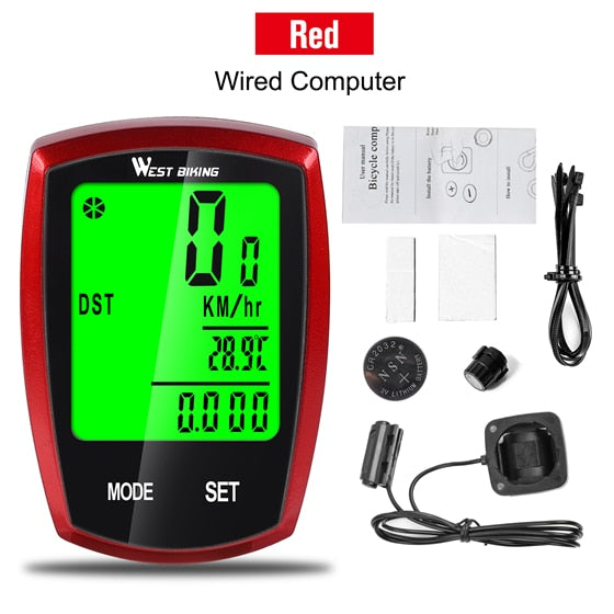 Bike Computer Wireless Wired Speedometer Odometer Waterproof LCD Backlight Cycling MTB Bicycle Computer Stopwatch
