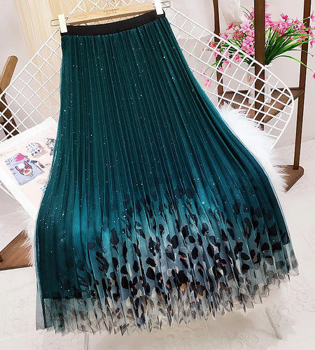 Womens Long Skirts Mesh High Waist Wear On Both Sides Jupe Longue Vintage Fashion A-line Female Tulle Skirt Party Medium Long