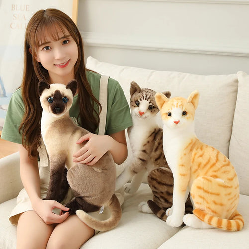 Load image into Gallery viewer, Simulation American Shorthair Cat Plush Stuffed lifelike Plush Siamese cat Animals Doll Toys For Children Pet Toy Decoration
