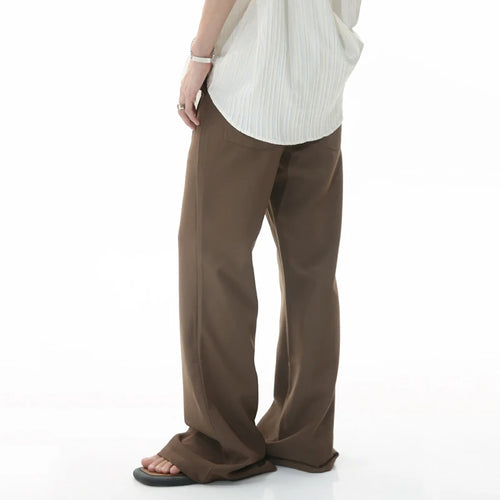 Load image into Gallery viewer, Casual Men's Bottoms Light Flare Suit Panst Solid Color Retro High Waist Loose Wide Leg Male Trousers Summer New 9W1990
