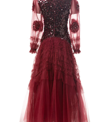 Solid Spliced Sequines Slimming Dresses For Women O Neck Long Sleeve High Waist Temperament Dress Female Fashion