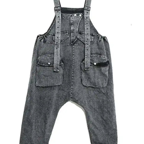 Load image into Gallery viewer, High Waist Black Pockets Denim Big Size Overalls Trousers New Loose Fit Pants Women Fashion Tide Spring Autumn 2025 1K164

