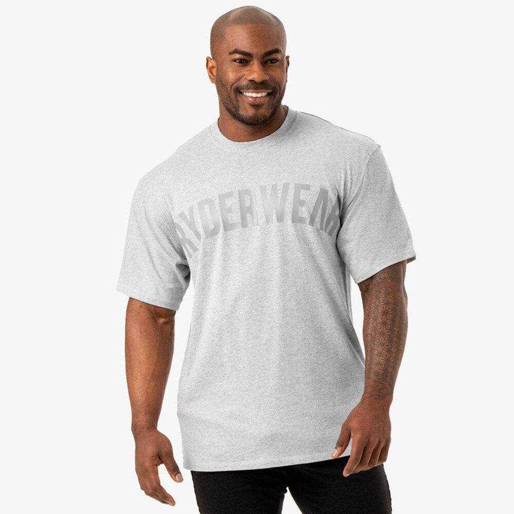 Fitness Sport T-shirt Men Cotton Casual Loose Short Sleeve Tee Shirt Male Gym Bodybuilding Tops Summer Crossfit Training Apparel