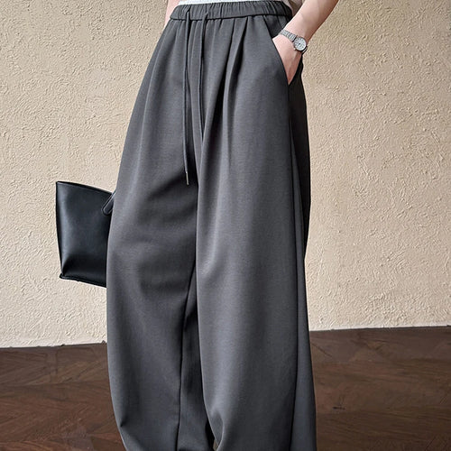 Load image into Gallery viewer, High Elastic Waist Gray White Color-block Long Wide Leg Pants New Trousers Women Fashion Tide Spring Autumn 2025 1DJ0929

