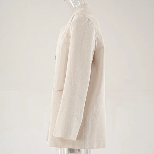 Load image into Gallery viewer, Women Beige Design Buttons Big Size Elegant Blazer New Stand Collar Long Sleeve Jacket Fashion Spring Autumn 2025  CPG1920
