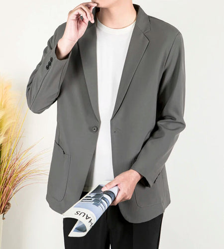 Business Casual Men's Suit Jackets Lapel Solid Color Simple Single Breasted Loose Pocket Male Coats Spring Menswear 9W1229