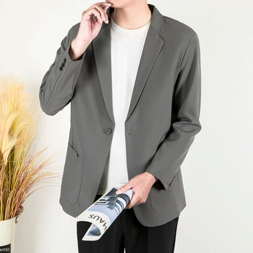 Load image into Gallery viewer, Business Casual Men's Suit Jackets Lapel Solid Color Simple Single Breasted Loose Pocket Male Coats Spring Menswear 9W1229
