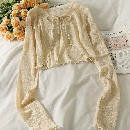 Women Thin Coat Casual Bow Summer Sun Protection Clothes Female Cardigan Shirt Lolita Covers Tops Blouse Woman Blusa