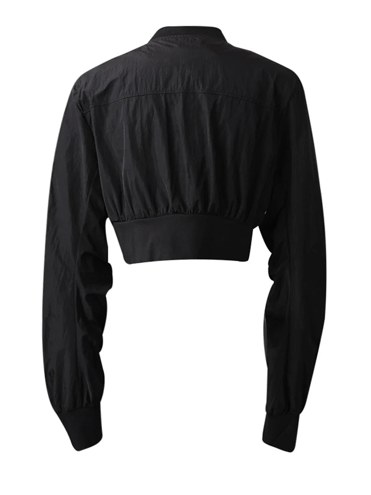 White Pocket Pocket Zipper Short Jacket New Stand Collar Long Sleeve Women Coat Fashion Tide Spring Autumn 2025 CPG3011