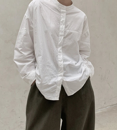 Women Black Brief Big Size Elegant Blouse New Stand Collar Long Sleeve Shirt Fashion Tide Spring Autumn 2025 1DH8347