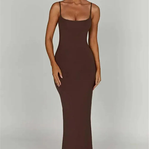 Load image into Gallery viewer, Spaghetti Strap Backless Bodycon Maxi Dress Women Autumn New Thickened Fabric Sleeveless Club Party Sexy Long Dress
