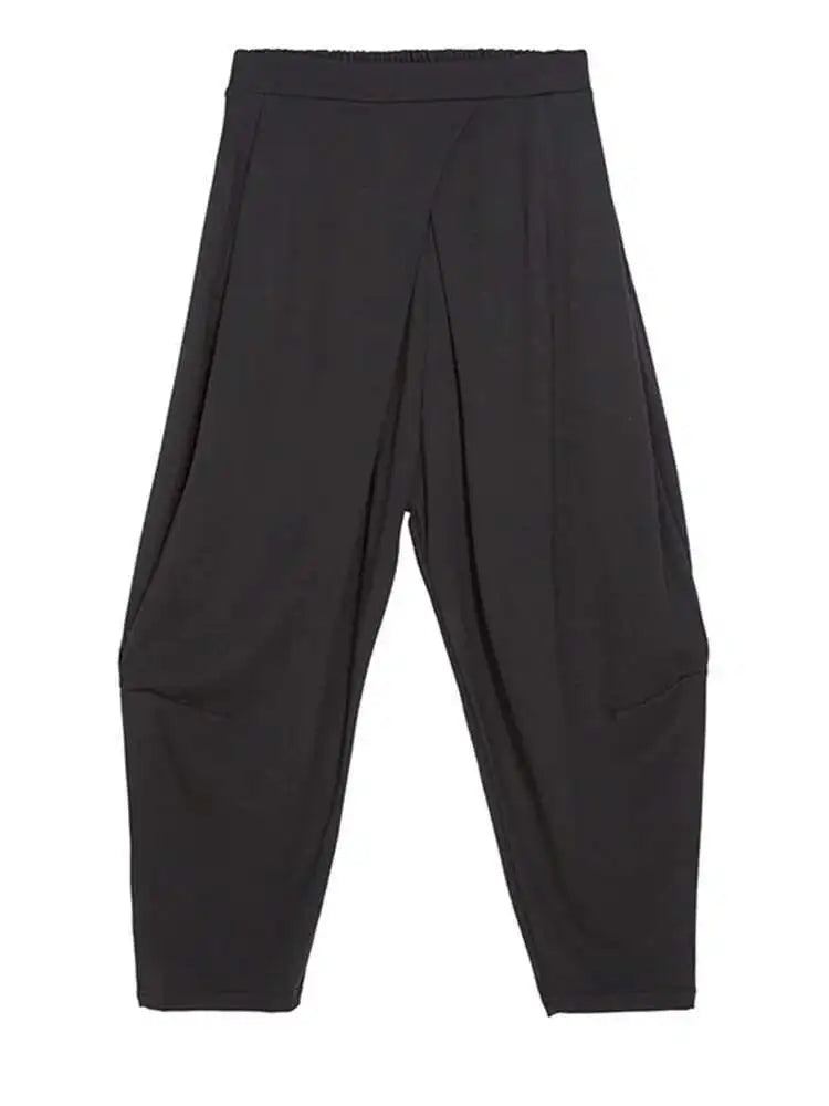 High Elastic Waist Black Pockets Casual Harem Pants New Loose Fit Trousers Women Fashion Tide Spring Autumn 2025 1DF4685