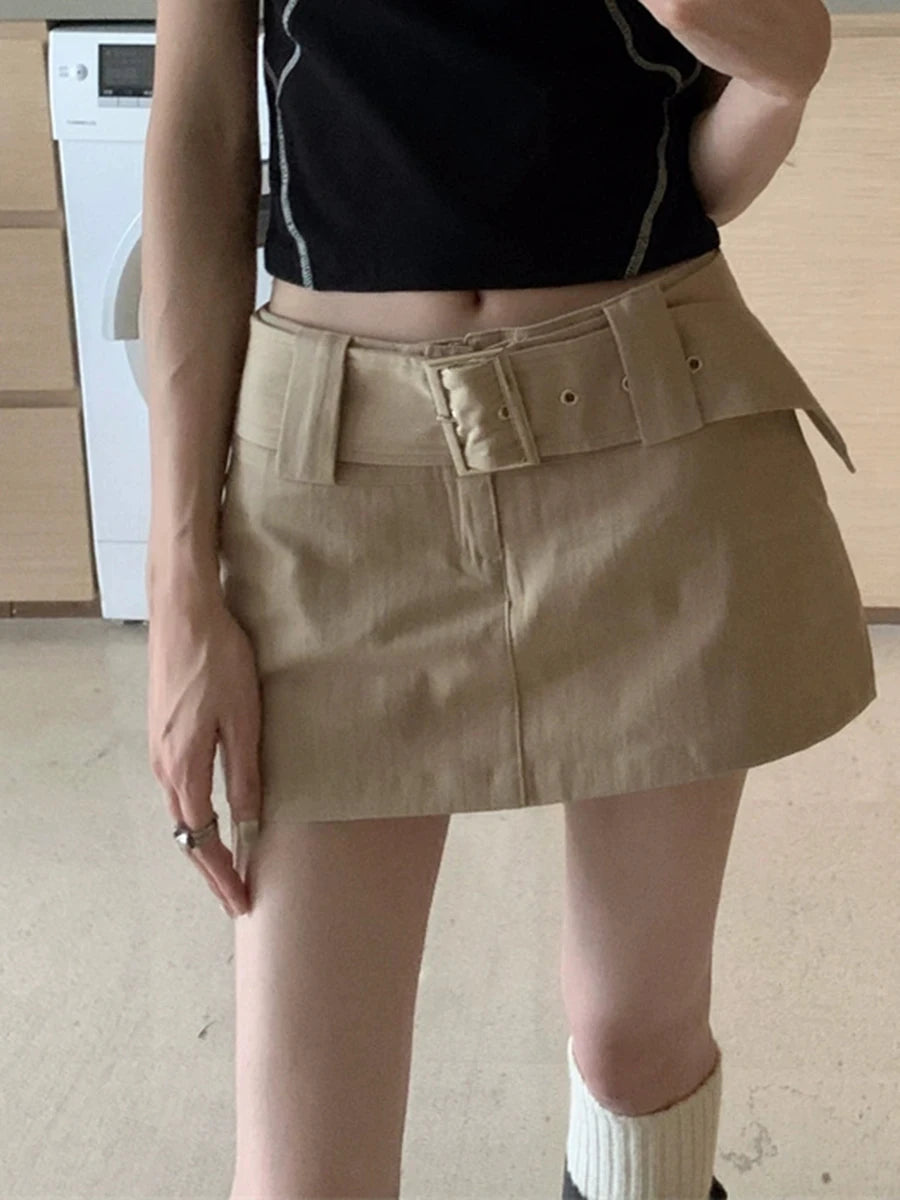 Solid Minimalist Spliced Zipper A Line Skirts for Women High Waist Versatile Mini Skirt Female Fashion Clothing New