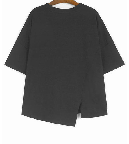 Women Black Dot Printed Irregular Big Size T-shirt New Round Neck Short Sleeve Fashion Tide Spring Summer 2025 1DH9970