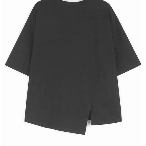 Load image into Gallery viewer, Women Black Dot Printed Irregular Big Size T-shirt New Round Neck Short Sleeve Fashion Tide Spring Summer 2025 1DH9970
