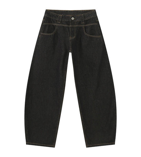 Men's Jeans New Niche Curved Knife Design Straight Wide Leg Trendy Solid Color Washed Male Bottoms American Style 9W1838