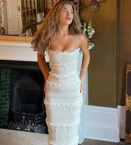 Summer Maxi Spaghettt Strap Wed Bride Dress Elegant Formal Occasion Beige Slim Party Even Dress Women