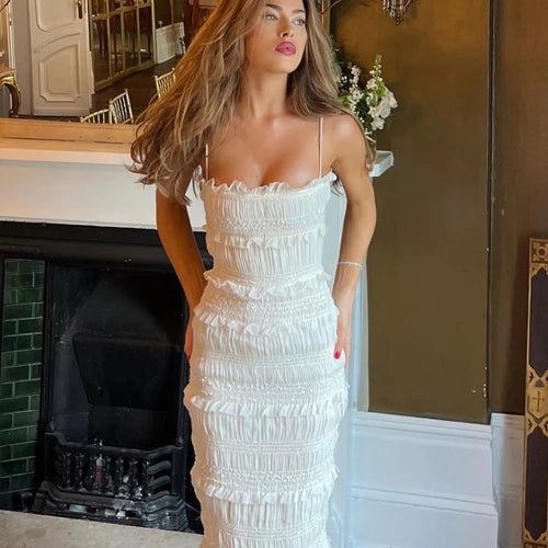 Load image into Gallery viewer, Summer Maxi Spaghettt Strap Wed Bride Dress Elegant Formal Occasion Beige Slim Party Even Dress Women
