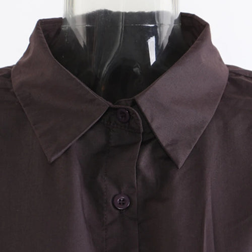 Load image into Gallery viewer, Women Brown Pleated Elegant Irregular Big Size Blouse New Lapel Long Sleeve Shirt Fashion Tide Spring Autumn 2025  1DJ1089
