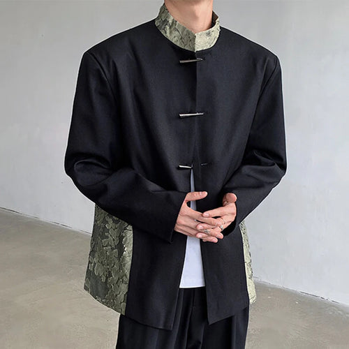 Load image into Gallery viewer, Men's Suit Coat New Chinese Style Stand Collar Trendy Lace Splicing Stylish Single Breasted Casual Male Clothing 9W1705
