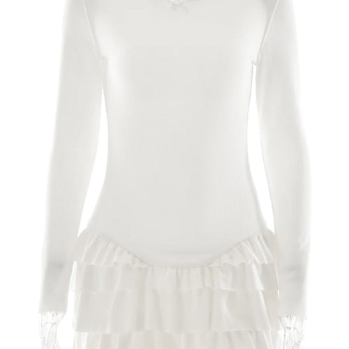 Load image into Gallery viewer, Fashion Long Sleeve Elastic Tight Cake Skirt Dress Women Bodycon Round Neck Mini Short Autumn/Winter New Street Clothing
