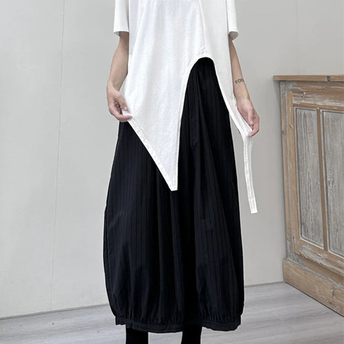 Load image into Gallery viewer, Women White Irregular Hem Big Size Casual T-shirt New Round Neck Short Sleeve Fashion Tide Spring Summer 2025 1DJ1676
