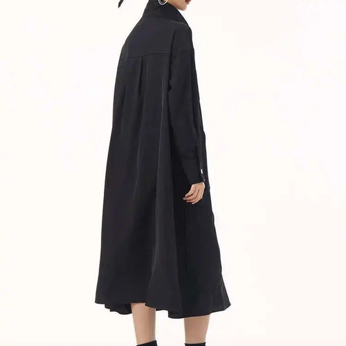 Load image into Gallery viewer, Women Army Green Patch Drawstring Big Size Midi Dress New Stand Collar Long Sleeve Fashion Tide Spring Autumn 2025 1DH9211
