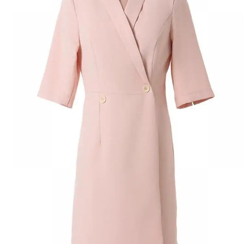 Load image into Gallery viewer, Summer Korean Solid Elegant Slim Short Sleeve Workwear Blazer Dresses Women Double-breasted Versatile Professional Dress Fashion
