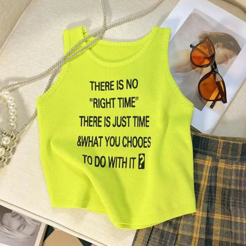 Load image into Gallery viewer, Summer Y2k White Letter Sleeveless Sexy Short Tank Top For Women Pink Yellow Vest Streetwear Clothing Casual Holiday Popular New
