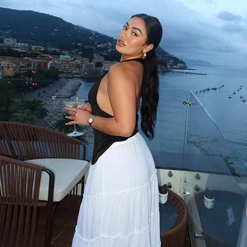 Load image into Gallery viewer, Halter V Neck Sexy Crop Tops Women Fashion Sleeveless Backless Ruched Tank Tops Female Solid Fashion Club Tops Elegant
