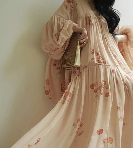 Elegant Two Piece Set For Women V Neck Long Sleeve Spliced Lace Up Top High Waist Dress Loose Sts Female Clothes