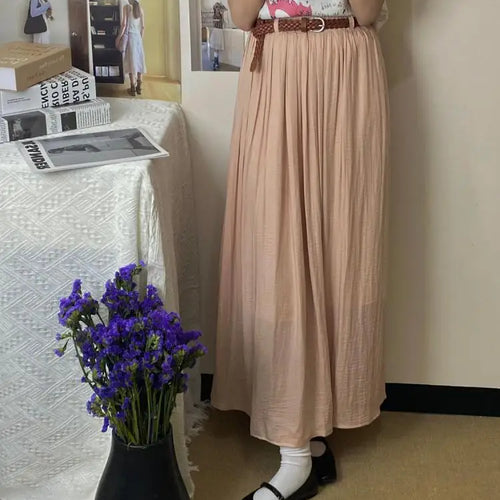 Load image into Gallery viewer, Spring Summer New Solid Elegant Vacation Party Pleated Skirt Women's French Fashion Elastic Waist Office Long Skirt Trend Simple
