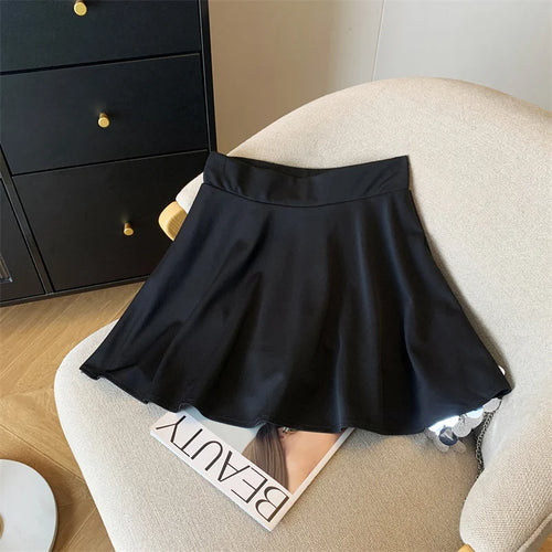 Load image into Gallery viewer, Spring Summer Black A-line Pleated Skirts White Elastic High Waist Slim Short Skirt For Girls Ruffle Edge Party Skirt Simplicity
