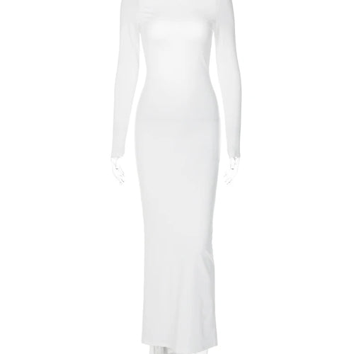 Load image into Gallery viewer, Women Fashion Long Sleeves Backless Draped Sexy Slim Maxi Dress 2025 Spring Elegant Streetwear Party Club Y2K Outfit
