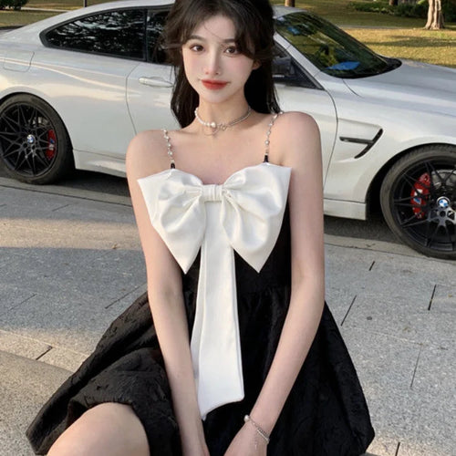 Load image into Gallery viewer, Sweet Kawaii White Slip Dress Women Korean Fashion Kpop Designer Party Spaghetti Strap Mini Short Dresses Bow Outfits
