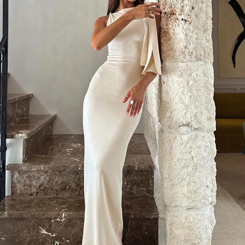 Load image into Gallery viewer, Diagonal Collar Sleeveless Sexy Maxi Dress For Women Fashion Off-shoulder Sleeveless Bodycon Long Dress Elegant
