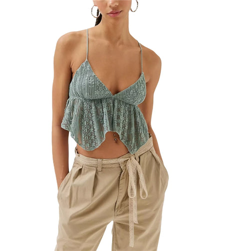 Fairycore y2k Top Women Lace Camisole Spaghetti Strap Sleeveless V Neck Tanks Sling Vest Club Party Clothes Streetwear