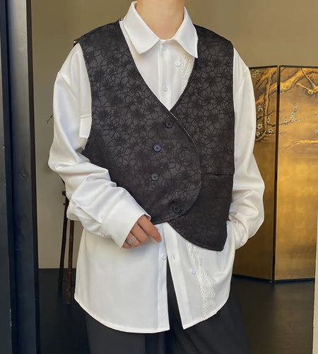 Male Vest Coats Jacquard Design Simple Reversible Fashion Single Breasted  Sleeveless Men's Tank Tops Personalized 9W1245