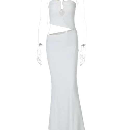 Load image into Gallery viewer, Strapless Hollow Out Sexy Maxi Dress Women Gown Summer New Off-shoulder Backless Sleeveless Beach Club Long Dress
